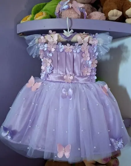 Vestido Infantil Jardim Encantado Lilas de Luxo