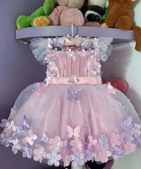 Vestido Infantil Jardim Encantado Rosa