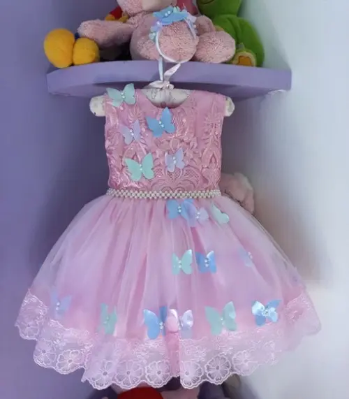 Vestido Infantil Jardim Encantado Rosa
