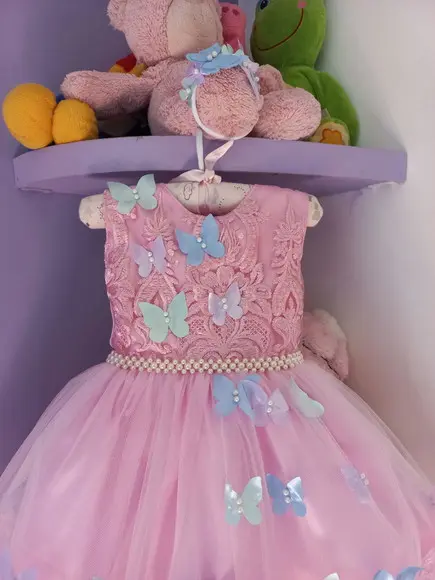 Vestido Infantil Jardim Encantado Rosa