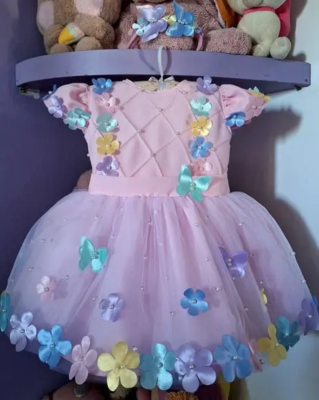Vestido Infantil Jardim Encantado Rosa de Luxo
