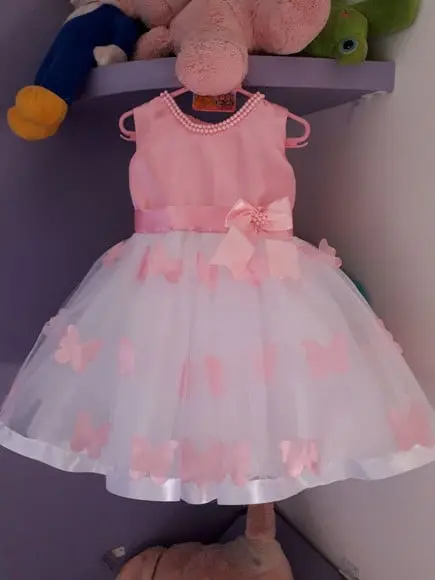 Vestido Infantil Jardim Encantado Rosa e Branco