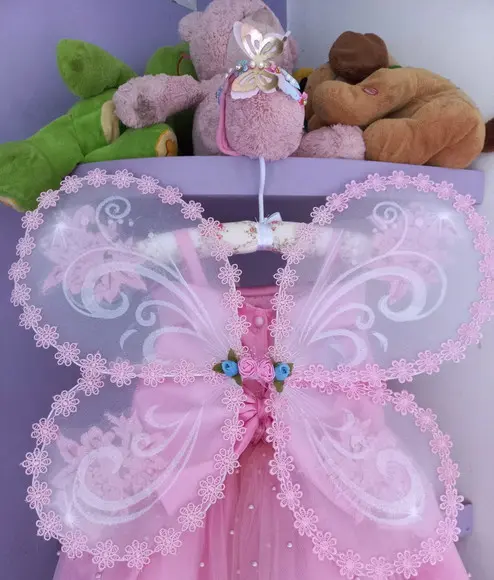 Vestido Infantil Jardim Encantado Rosa+asa+faixa