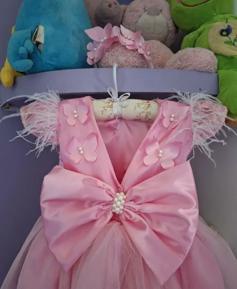 Vestido Infantil Jardim Encantado Rosa+asa+faixa