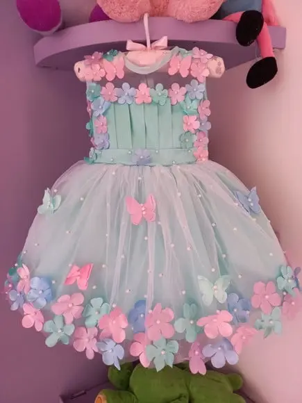 Vestido Infantil Jardim Encantado Verde sem Manga