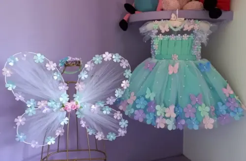 Vestido Infantil Jardim Encantado Verde+asa Tam4ao6