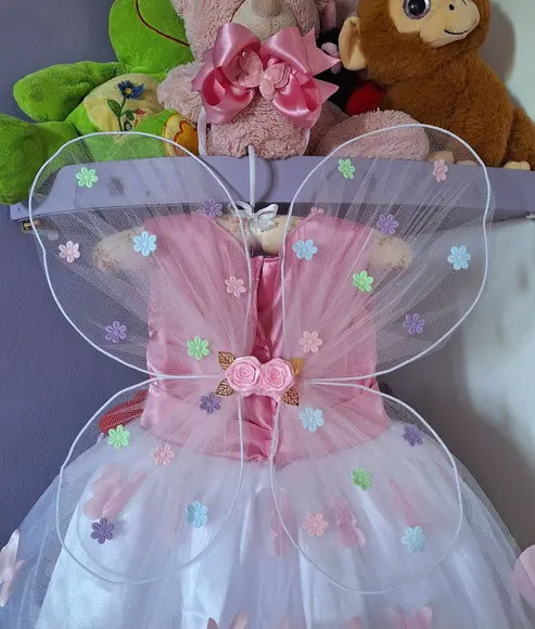 Vestido Infantil Jardim Encantado+asa+faixa