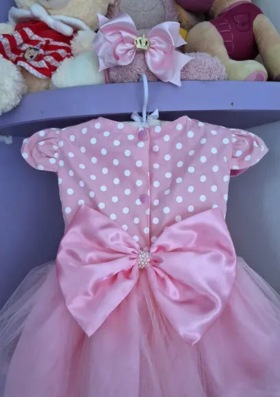 Vestido Infantil Minnie Princesa com Faixa