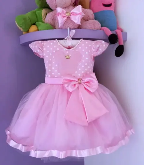 Vestido Infantil Minnie Princesa com Faixa