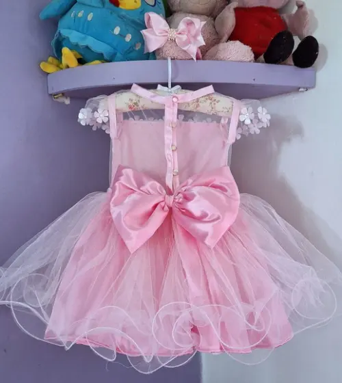 Vestido Infantil Minnie Rosa com Faixa