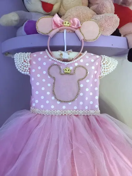 Vestido Infantil Minnie Rosa com Faixa