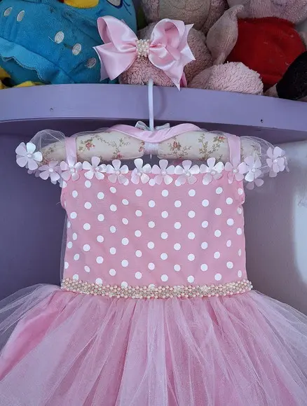 Vestido Infantil Minnie Rosa com Faixa