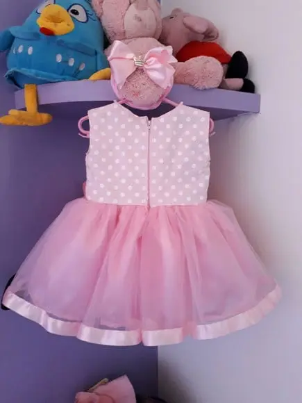 Vestido Infantil Minnie Rosa com Faixa