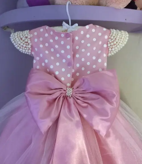 Vestido Infantil Minnie Rosa com Faixa
