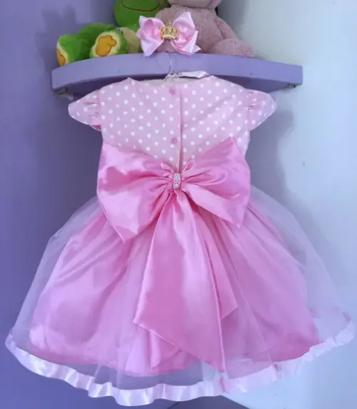 Vestido Infantil Minnie Rosa com Faixa