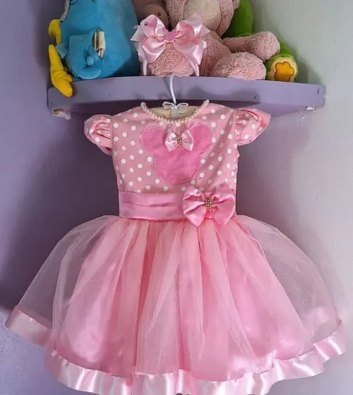 Vestido Infantil Minnie Rosa Luxo