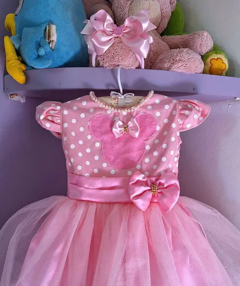 Vestido Infantil Minnie Rosa Luxo