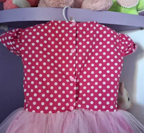 Vestido Infantil Minnie Rosa Pink com Tiara