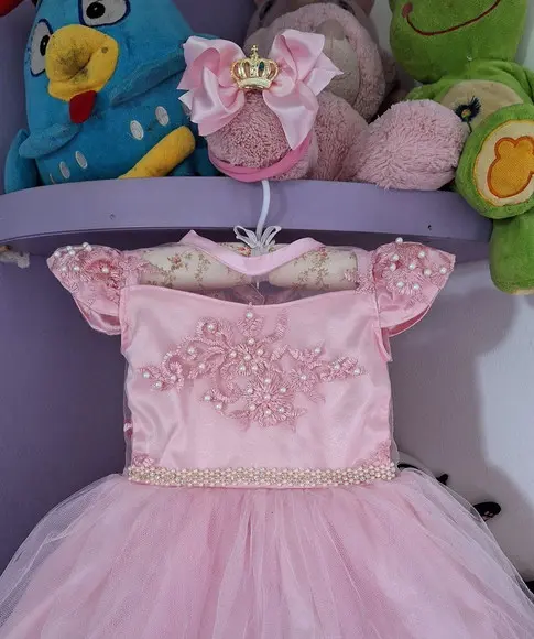 Vestido Infantil Princesa Realeza Rosa