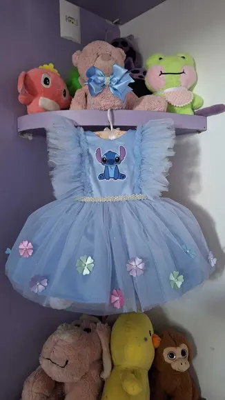 Vestido Infantil Stitch Luxo + Faixa