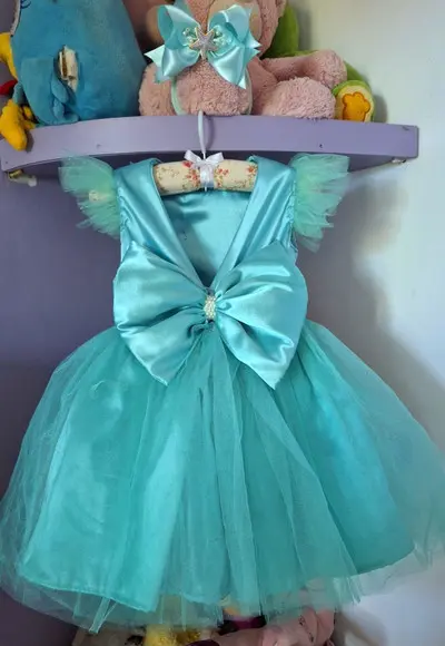 Vestido Infantil Tema Sereia Fundo do Mar