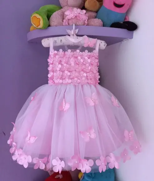 Vestido Jardim Encantado de Luxo Rosa + Faixa