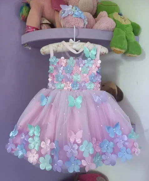 Vestido Jardim Encantado Rosa sem Manga