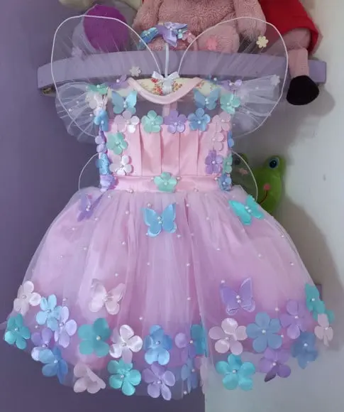 Vestido Jardim Encantado Rosa+ Asa+faixa