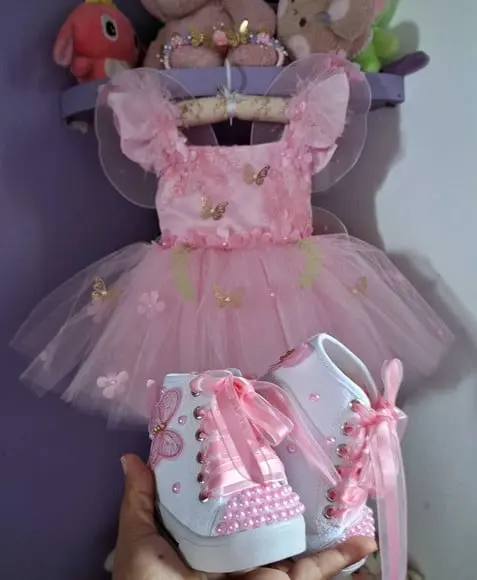 Vestido Jardim Encantado Super Luxo Rosa