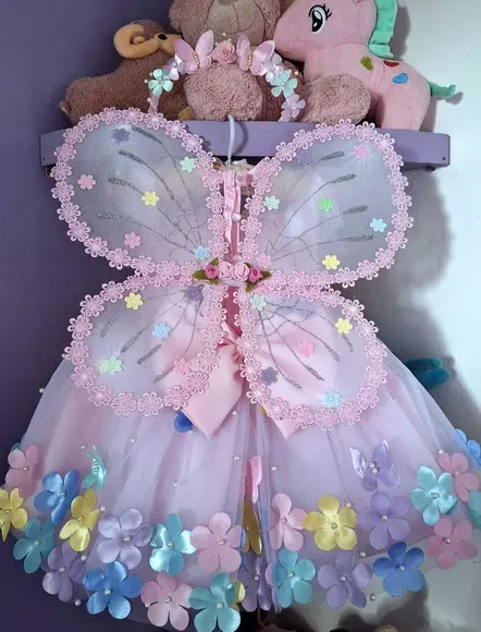 Vestido Jardim Encantado Super Luxo Rosa + Sapatinho