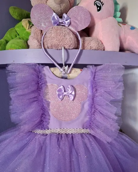 Vestido Minnie Lilas Luxo