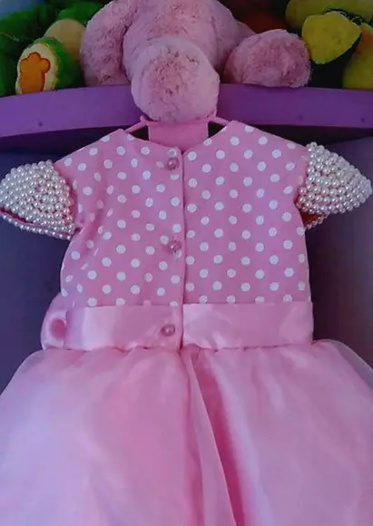 Vestido Minnie Rosa Luxo + Faixa
