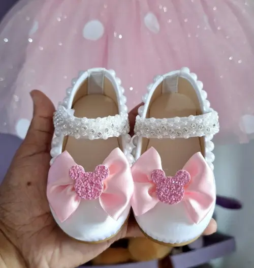 Vestido Minnie Rosa Luxo + Sapatinho