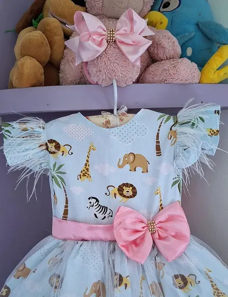 Vestido Safari Rosa Super Luxo + Faixa