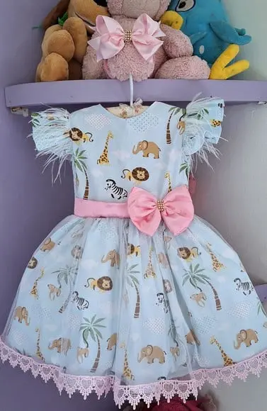 Vestido Safari Rosa Super Luxo + Faixa