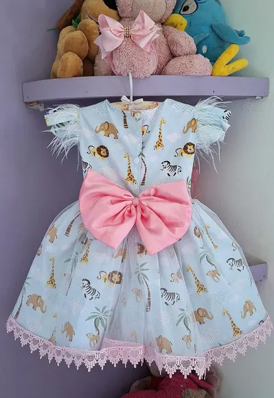 Vestido Safari Rosa Super Luxo + Faixa