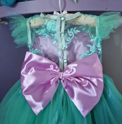 Vestido Tema Sereia Fundo do Mar Luxo