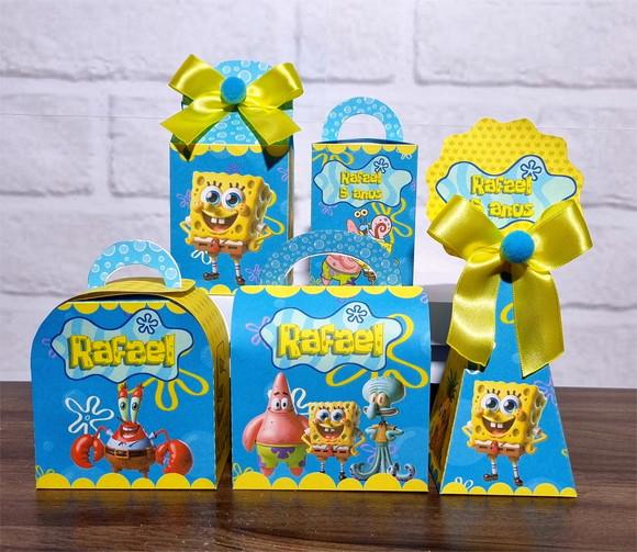 Kit 25 Caixas Personalizados Bob Esponja