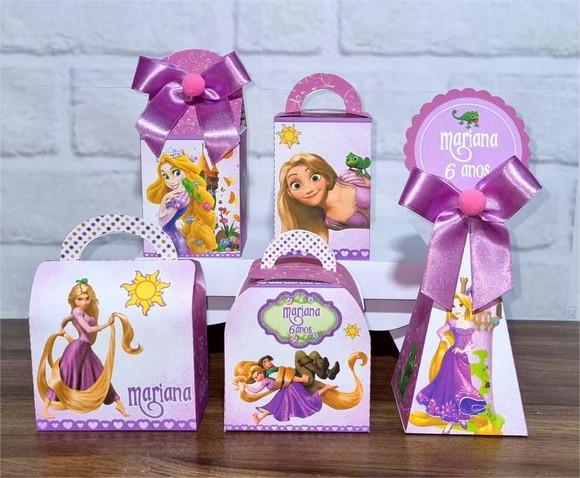 Kit 25 Caixas Personalizados Enrolados Rapunzel