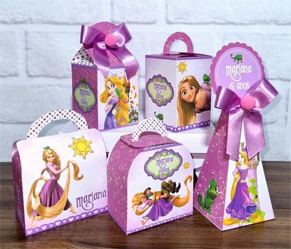 Kit 25 Caixas Personalizados Enrolados Rapunzel