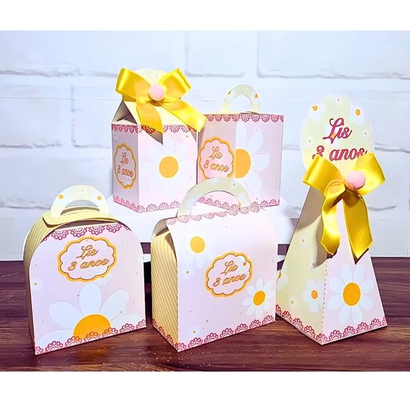 Kit 25 Caixas Personalizados Margaridas