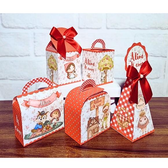 Kit 30 Caixas Personalizados Chapeuzinho Vermelho