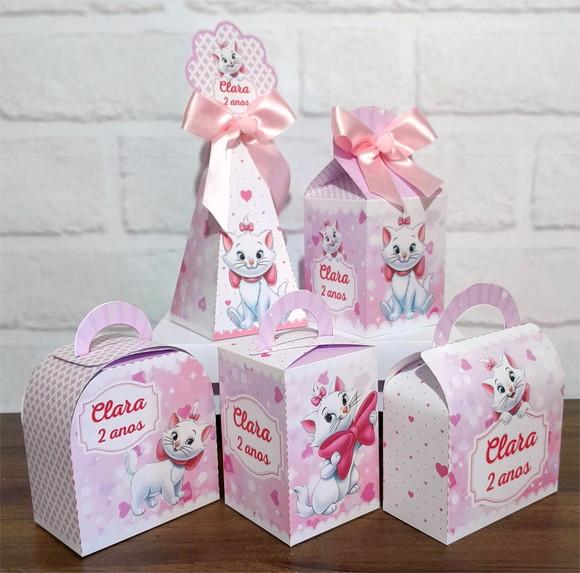 Kit 30 Caixas Personalizados Gatinha Marie