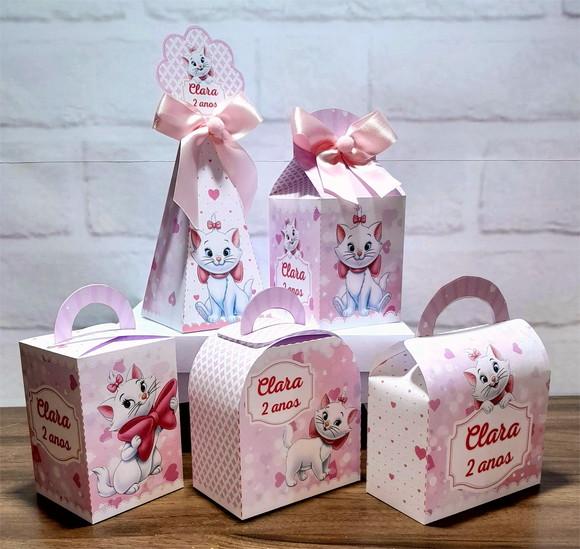 Kit 30 Caixas Personalizados Gatinha Marie