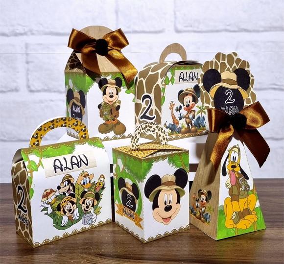 Kit 30 Caixas Personalizados Mickey Safari
