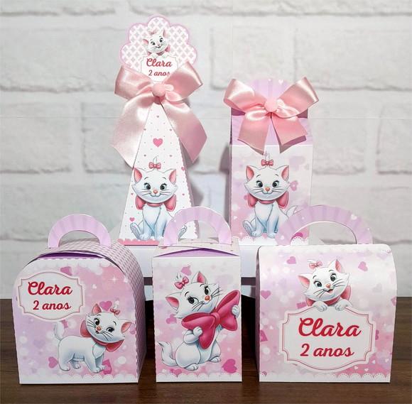 Kit 50 Caixas Personalizados Gatinha Marie