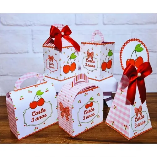 Kit 20 Caixas Personalizados Cerejinha