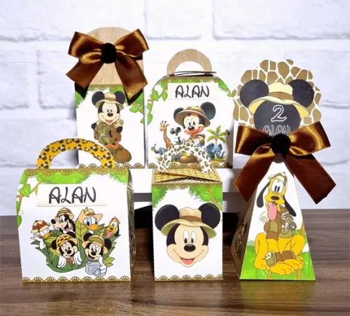 Kit 20 Caixas Personalizados Mickey Safari