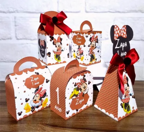 Kit 20 Caixas Personalizados Minnie Vermelha