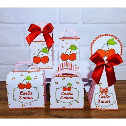 Kit 25 Caixas Personalizados Cerejinha